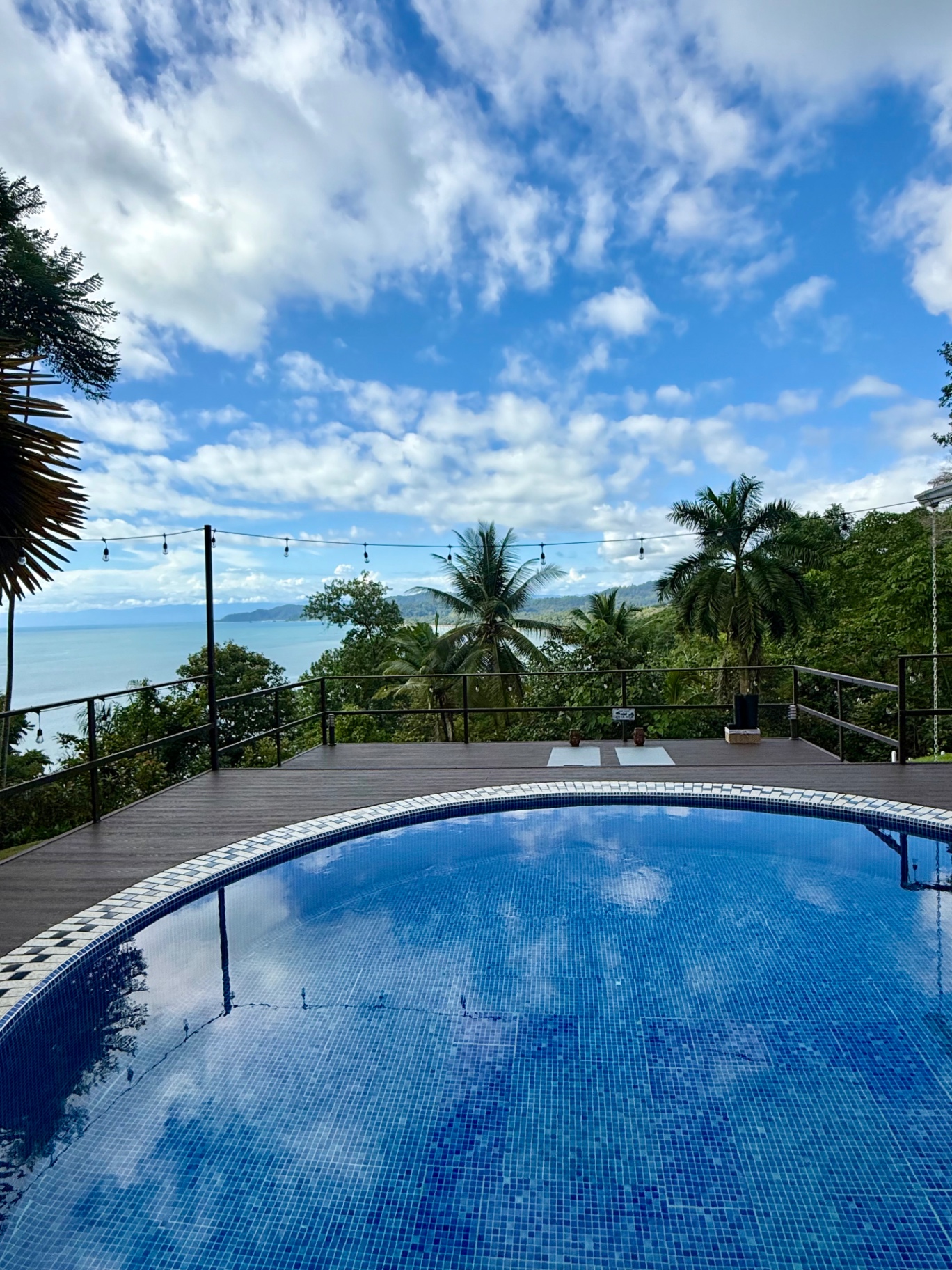 Pool and terrace at golden hour